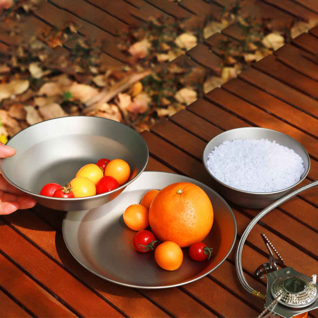 High-Intensity Camping Plates Portable Metal Tableware Soup Bowl Dishes with Mesh Bag Ultralight