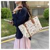 Contrasting color big bag women's spring summer new cute cartoon printed shoulder bag versatile trendy tote bag