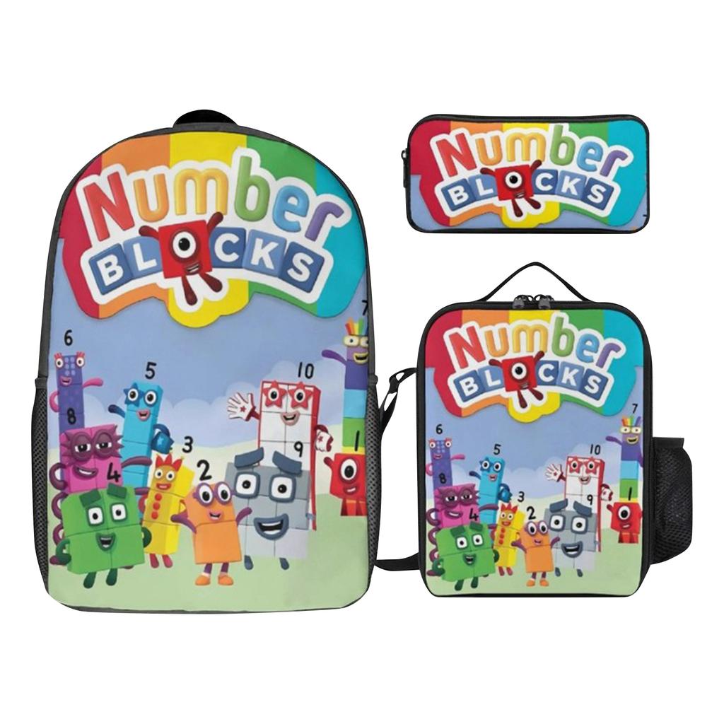 3-teiliges Rucksack-Set mit Lunchtasche und Federmäppchen, Rucksack mit hoher Kapazität für Bücher, mit Lunchbox und Stiftebox, für Arbeitsplatz und Reisen