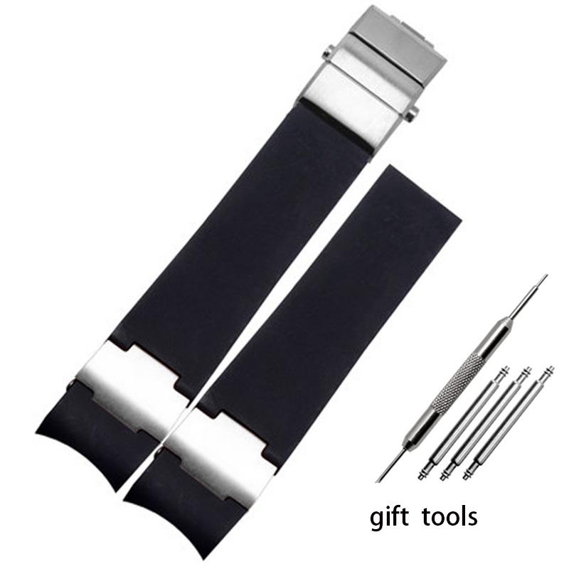Rubber wristwatch strap silicone wristwatch strap with Ulysse Nardin blue black brown 25 * 12mm  men  tools watchband 22-20mm