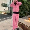 FlowStreet Embroidered Casual Zipper Hoodie Sweatpants Two-piece Set Y2K Clothing Men's Hip-hop Oversized Sweatpants Casual Pants