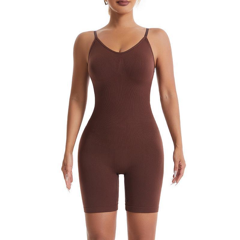 

Боди на подтяжках с контролем живота, лифтингом ягодиц и трусиками в стиле бриф Женское боди с высокой спинкой, глубоким вырезом и встроенной поддержкой бюста XXXL темно-коричневого