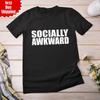 Socially Awkward T Shirt Printed Funny Nerd Geek Slogan Men Regular Fit Tee Top