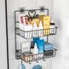 White Wall-Mounted Bathroom Shelves for Bath Without Drilling Shampoo Soap Shower Stand Kitchen Storage Shelf Bathroom Organizer