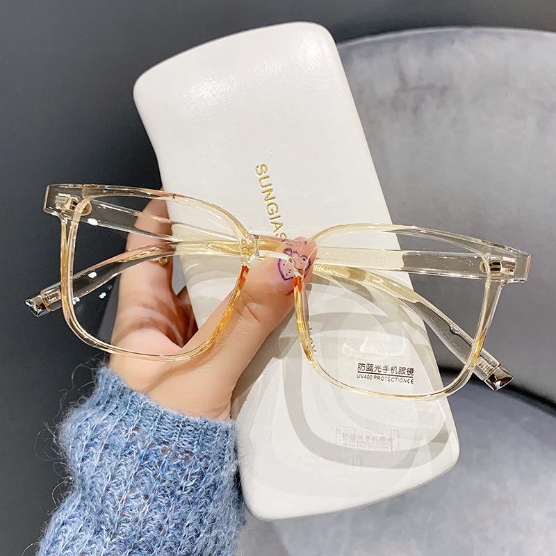 

8002 Оправа для очков Простая зеркальная анти-синий свет Плоские очки Черная толстая оправа Tr90 Квадратная оправа Очки anti-blue lens