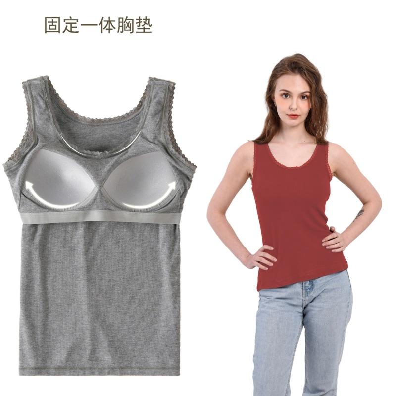 One-piece Bra with Chest Pad, Vest, Women's Underwear, Lace, Bottoming Shirt, Women's Slim Fit, Large Size.