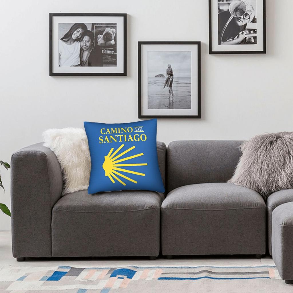 Camino De Santiago Square Pillow Cases Shells The Way Film Cushion Cover Novelty Decorative Pillowcase For Living Room 18"