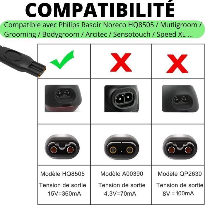 Cargador para afeitadora Philips Norelco HQ8505 Mutligroom Grooming Bodygroom Arcitec Sensotouch Recortadora Barba Eléctrica Phonillico®