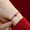 Good Luck Red Gold Color Cinnabar Beads Natural Stone Lotus Bracelet for Women Couples Bracelet Party Jewelry Gift