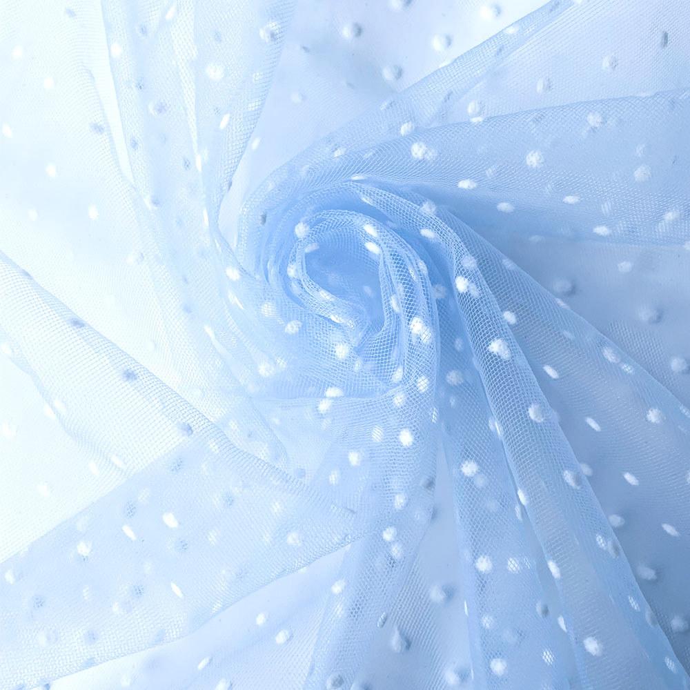 Flocked Polka Dot Tulle Fabric White & Khaki Polyester Stretch 155cm Width for Puff Skirt Clothes Sewing DIY Wedding Decoration