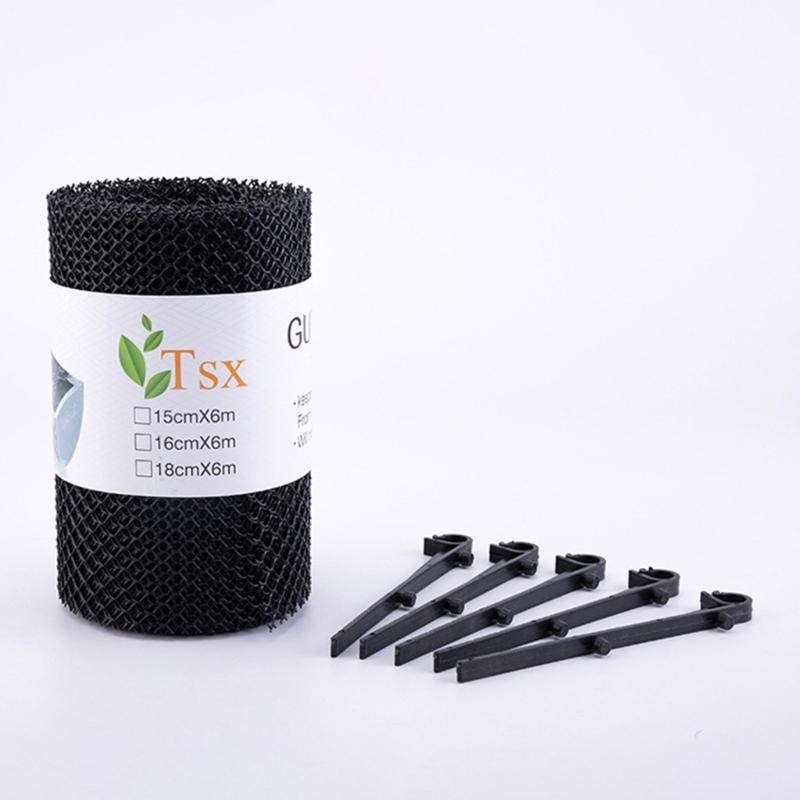 Gutter Protection Mesh with Fixed Hooks Roof Gutter Guard Filters Grid Fence for Outdoor Garden Drains Supplies