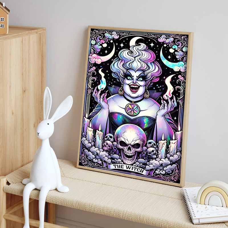 Disney 5D DIY Diamond Painting Ursula Dark Neon Tarot Style Illustration Full Round Diamond Mosaic Cartoon Dog Embroidery Art Painting Home Decor