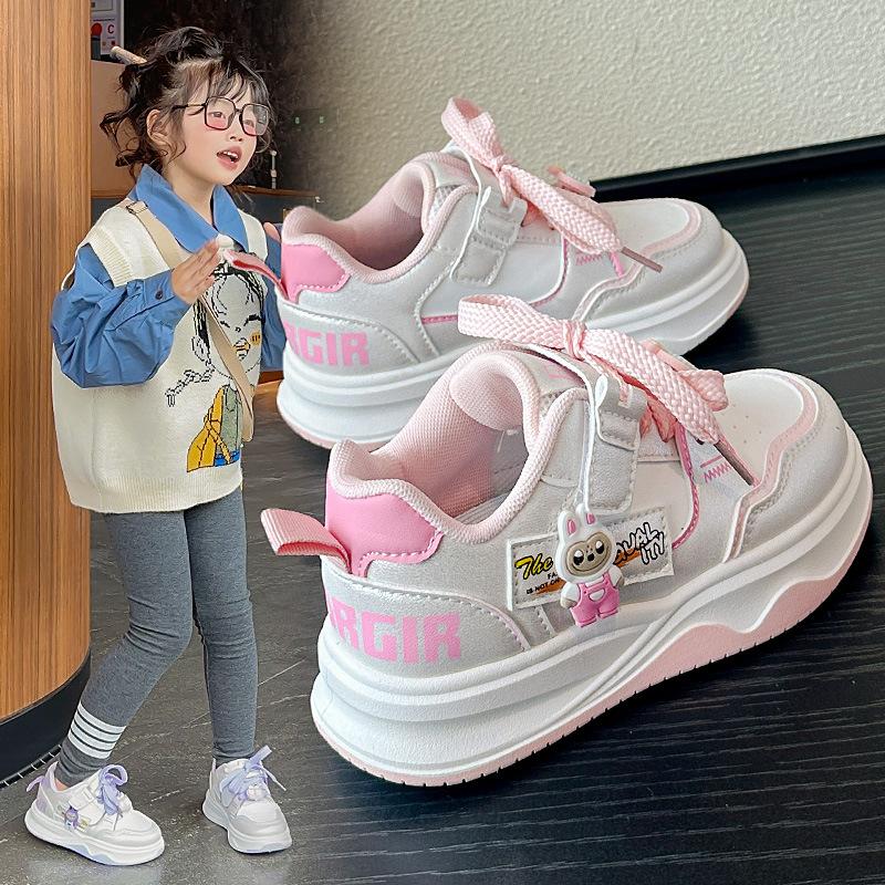 Spring New Girls' Fashionable and Versatile Cartoon Children's Leisure, Comfortable, Wear-resistant and Soft-soled Sports Shoes