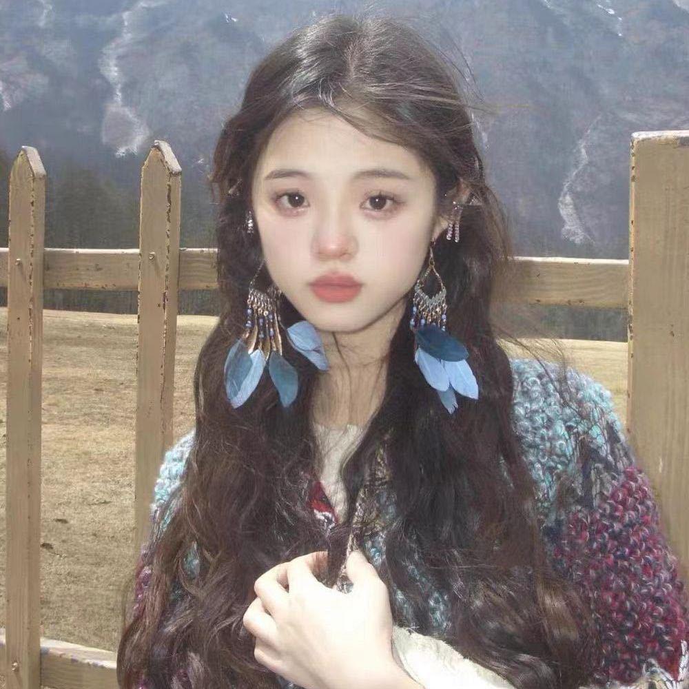 Bohemian Long Tassel Feather Earrings - Trendy Douyin-Inspired Design for Women