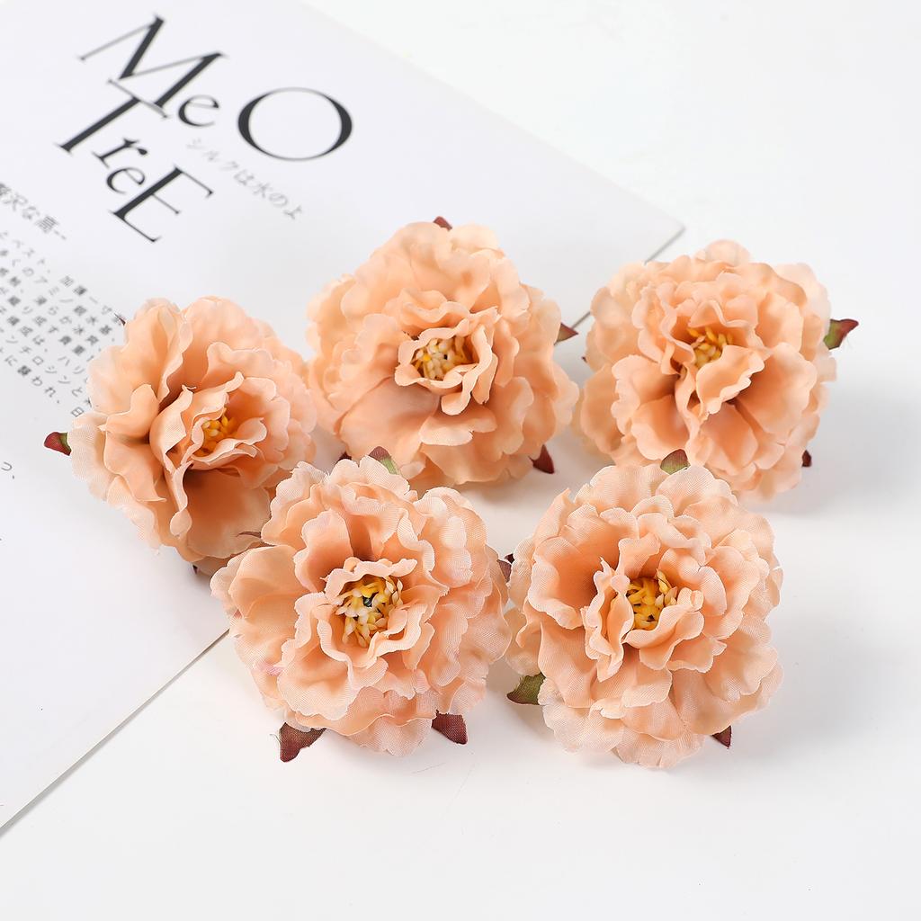 10Pcs Peony Artificial Flowers Head 6CM Fake Flowers for Home Room Wedding Decoration Arrangement DIY Carft Gifts Accessories
