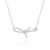 Elegant Zirconia Flower & Bow Necklace - Delicate Rose Knot Clavicle Chain for Women