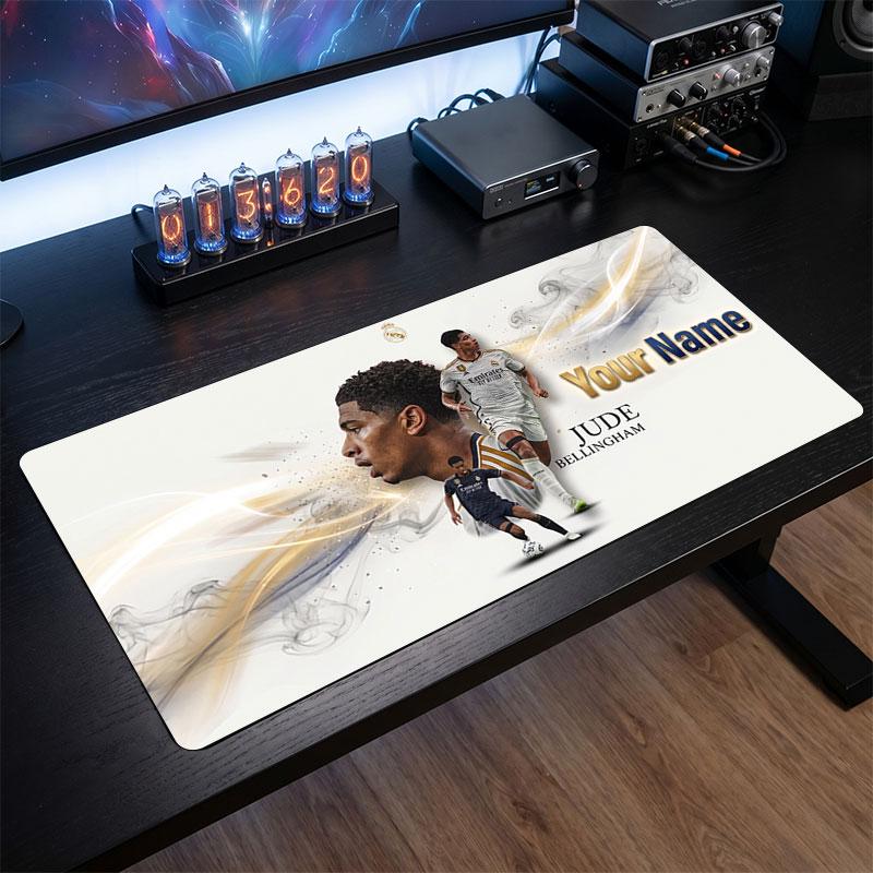 Jude Bellingham Custom Large Mouse Pad, Personalized Name Text Print, Football Logo Non‑Slip Desk Mat Gaming Gift