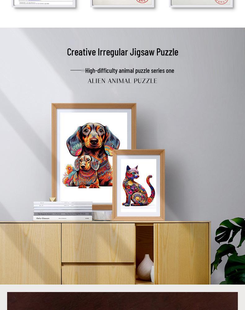 Irregular Animal Wooden Jigsaw Puzzle - Christmas Reindeer Toy