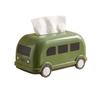 Large Capacity Bus Tissue Box Retro Spring-Loaded Cartoon Napkin Dispenser Wide Mouth Creative Tissue Storage Case Office