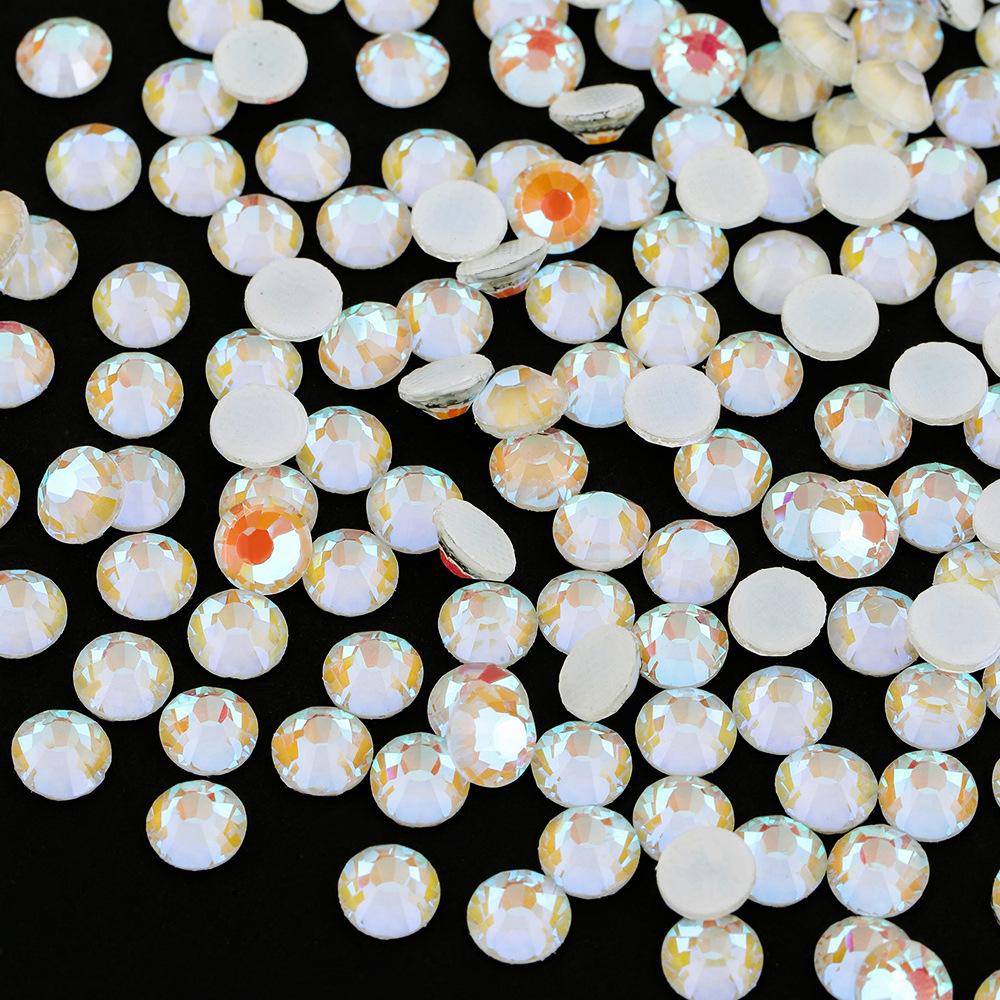 Glue Bottom Luminous Protein Flat Bottom Hot Drill Sticker Drill Colored Small Round Diamond Diy Clothing Accessories Glass Diamond Colored Diamond