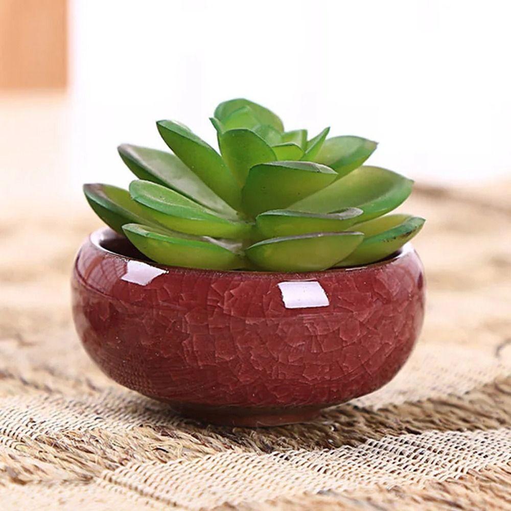 Cute Ice-Crack Glaze Ceramic Flowerpots Breathable Plants Planter Succulent Flowerpot  Indoor