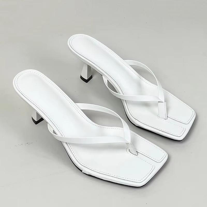 Fashion Big Size 43 Ladies Heels Slippers Pumps Shoes Female Casual Footwear Fashion Shallow Women Heeled Sandals Slides Flip Flops