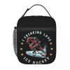 I Freaking Love Ice Hockey Insulated Lunch Bag for Women Children Leakproof Food Boxes Thermal Lunch Box Tote