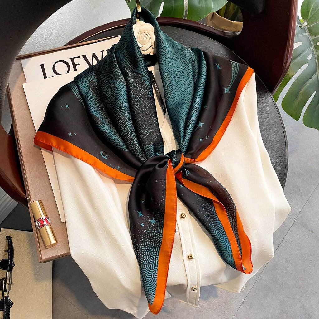 Wysokiej jakości luksusowe jedwabne szale z pałąkiem na głowę szaliki szalik dla kobiet łańcuszek jedwabny szal damski dekoracyjny szal