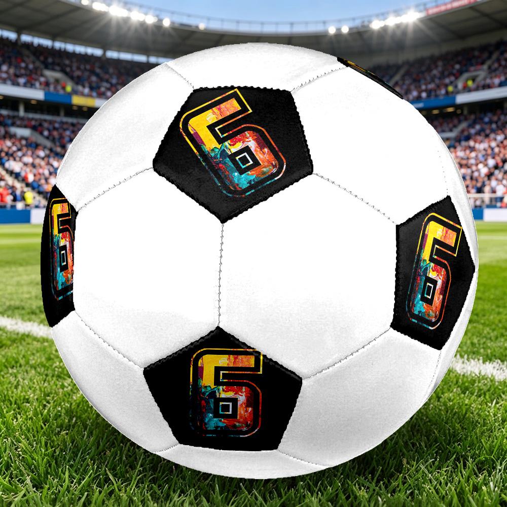 1pc Colorful Number Six Soccer Ball Size 5 Football Machine Sewn Indoor/Outdoor Universal Football Q20