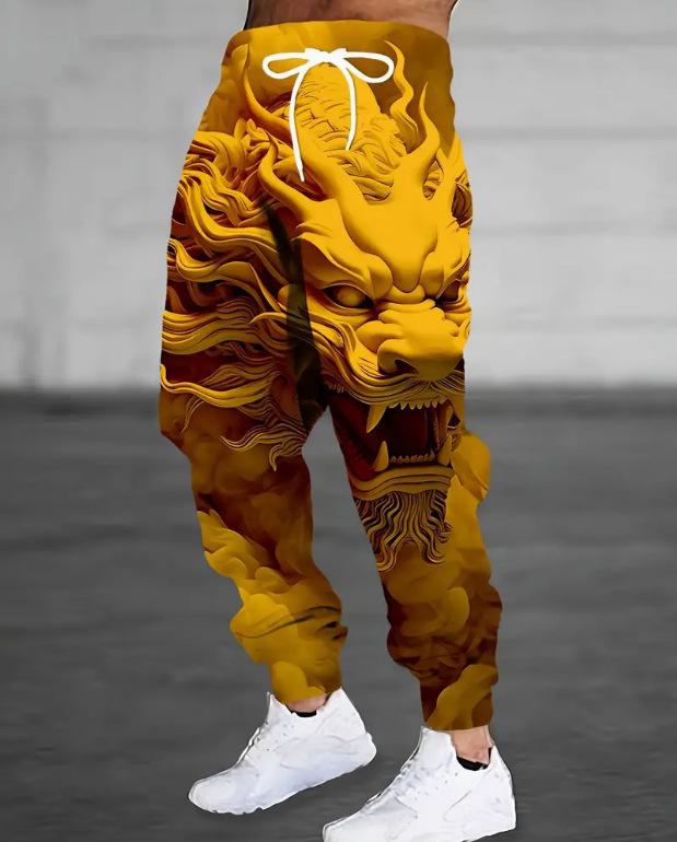 Pantaloni de trening lungi casual pentru bărbați cu imprimeu 3D, toamnă 2025 - Stil european și american