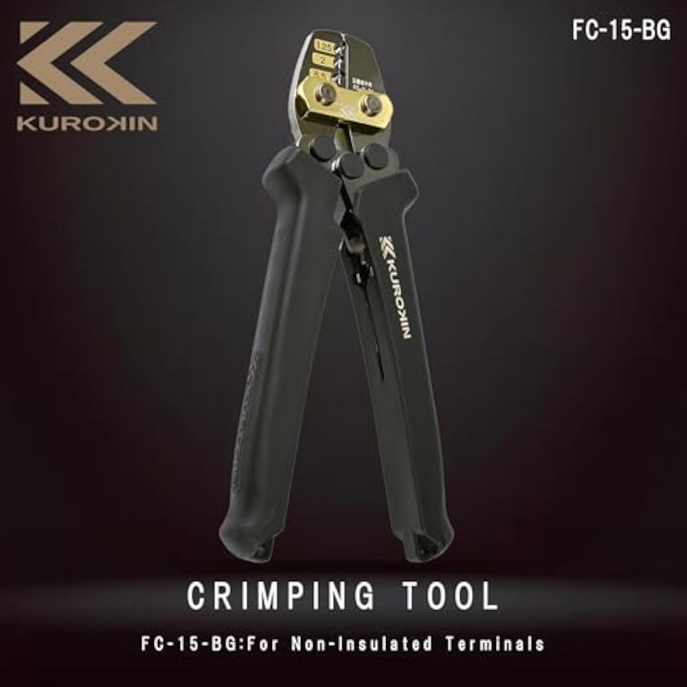 Fujiya (Fujiya) Crimping Tool, Black Gold, for Bare Terminals and Bare Sleeves, 1.25/2/5.5 mm2, I...