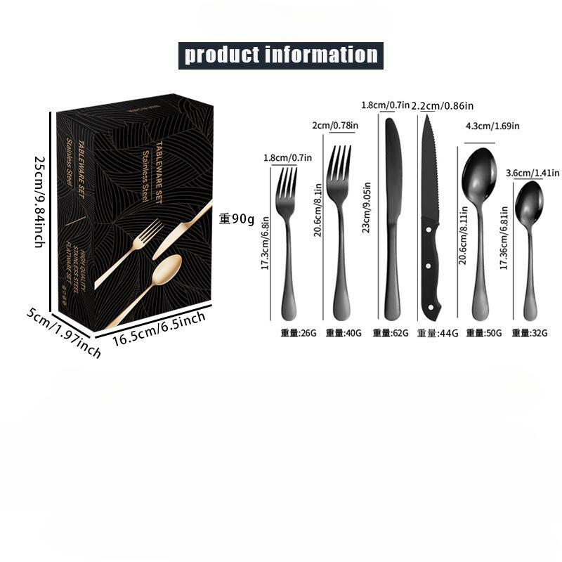 Tableware Set, Stainless Steel Cutlery Set, 8 People, Knife, Fork, Spoon Set, 48 Piece Set, Color Box Set, Steak Knife