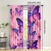 Pinkish Purple Butterfly Print Curtains Suitable Bedroom Living Room Kitchen Decoration Home Window Decor Set Of 2 Made Polyester Great