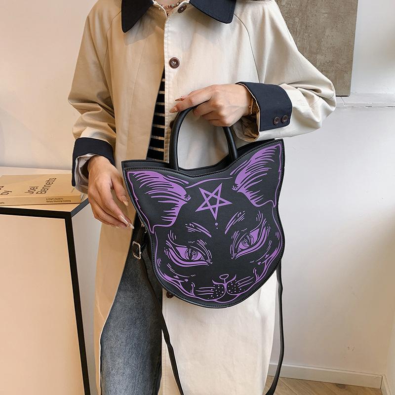 Women's shoulder bag PU Leather Harajuku style cat crossbody bag