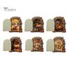 Decorative Baseboard Elf Door Wooden Halloween Decor, 2D Fairy Mouse Miniature Wall Autumn Theme Tale Ornaments Hanging, Rustic Shelf Ornament