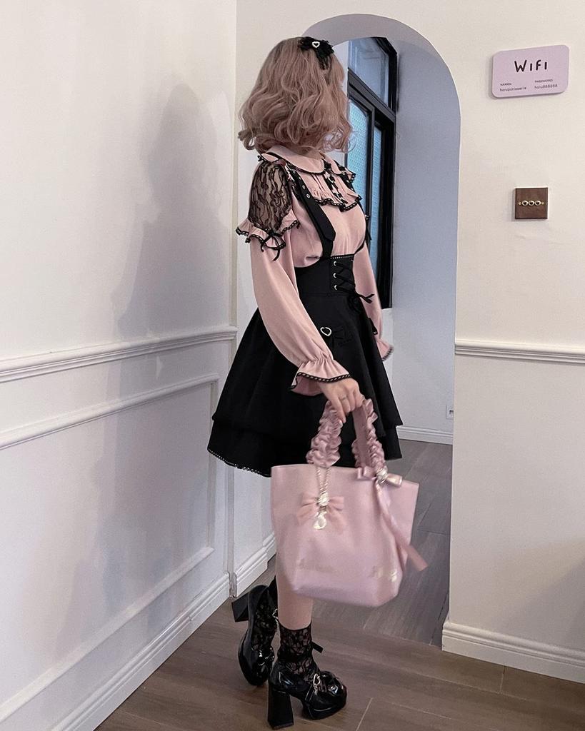 [Milky Time] Women's Casual Blouse and Skirt Set (L)