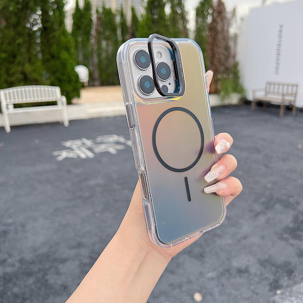 iPhone 17 Pro Max Color-Changing Dragon Magnetic Lens Holder & Lanyard with Apple 16 Bright Color Phone Case