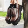 Casual Leather Shoes Men's High-end Thick-soled Korean Version Niche Design Spring and Summer Trend Breathable Heightening Derby Shoes 6123-J