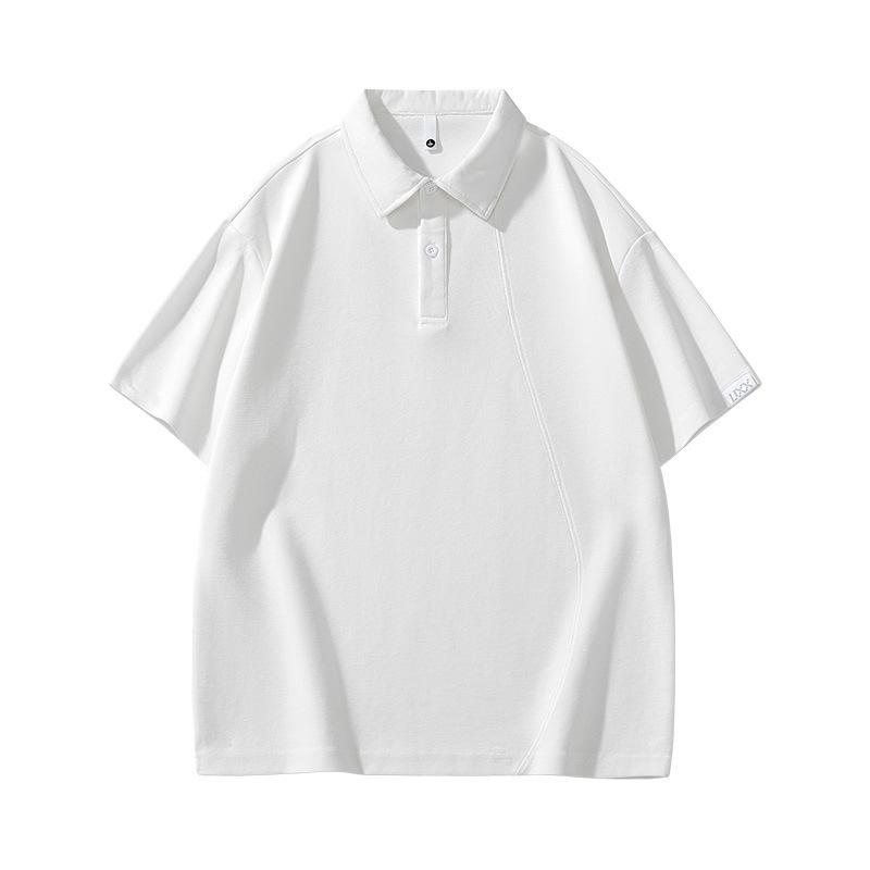 Updated Summer Lapel Polo Top Men Heavy Short-sleeved T-shirt Mens Lapel Thin Short T-thigh