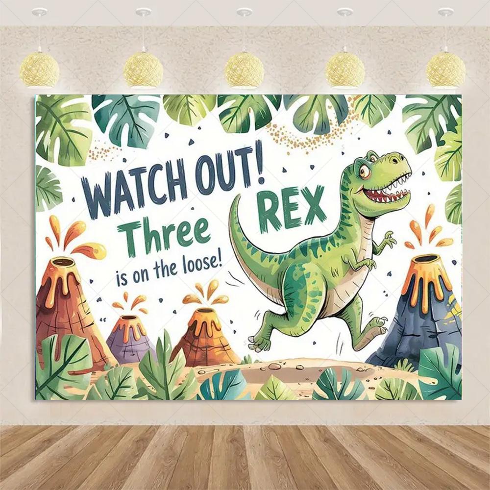 Cartoon Dinosaurier Kindergeburtstagsparty Dekoration Dschungeltier Hintergrundbanner Jurassic World Waldkulisse Für Babyparty