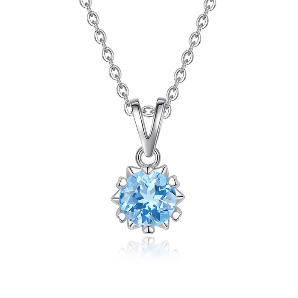 S925 Sterling Silver Necklace Women's High-end Design Sense Natural Crystal Stone Olivine Topaz Six-claw Jewelry Set Women