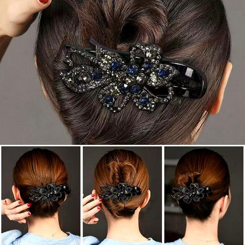 1Pc Hair Claws Hair Clips Plastic Fashion Duckbill Clip Women Rhinestone Hairgrip Hairpin