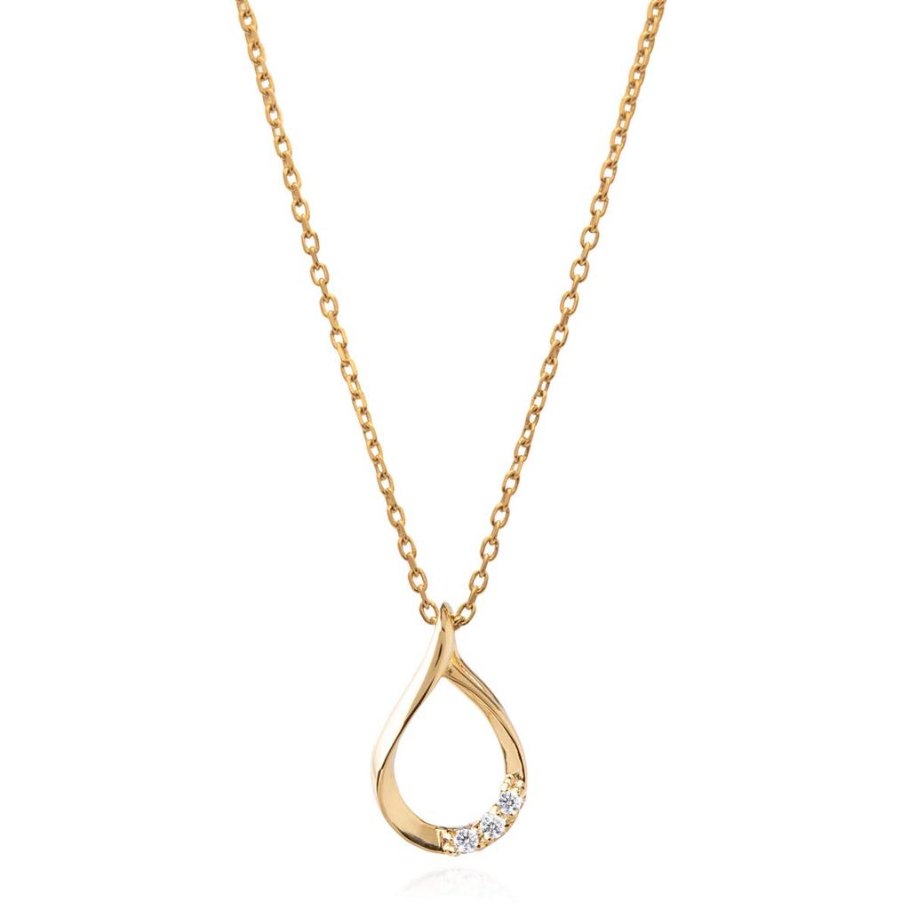 Náhrdelník s diamanty ve tvaru slzy, zlatý, stříbrný, 925, vyrobeno v Japonsku, dárková krabička, součástí balení, svatební doplněk, John Luke [JOHNLUKE] pro ženy