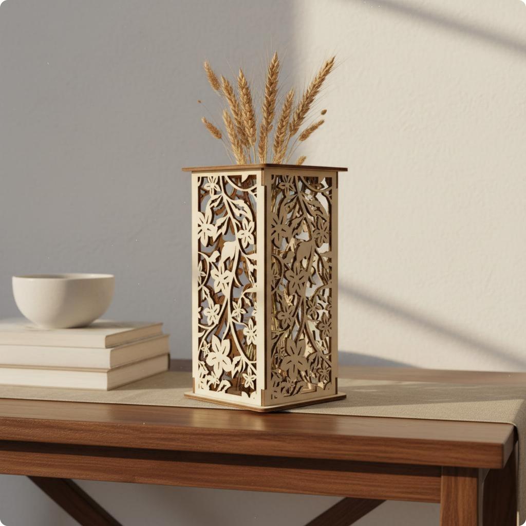 Wooden Vase Lightweight Carved Wooden Vase Floral Holder Gift Idea Decorative Object Rustic for Tabletop