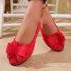 Damen Plus Size Keilschuhe mit Schleife Minimalistische Niedrig geschnittene Arbeitsschuhe Runde Spitze Keilabsatz