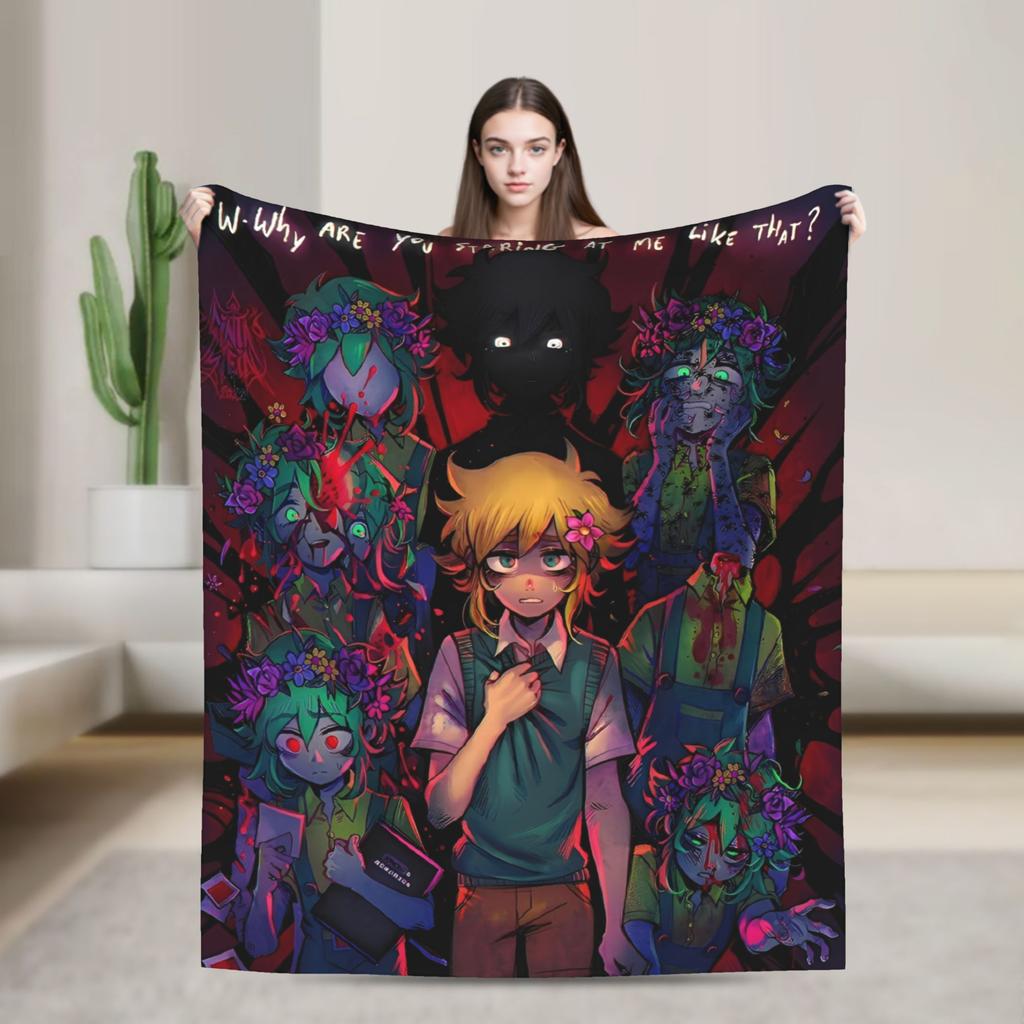 Anime Basil Omori Game Blanket  Warm Novelty Plush Throw Blanket For Home Decor Picnic Flannel Bedspread Bed Cover