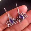 Amethyst Women Earring 925 Sterling Silver February Birthstone Jewelry Solid Dangle Earring