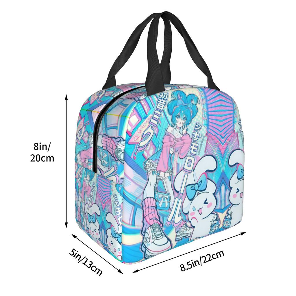 Custom Hatsunes Anime Mikus Insulated Lunch Bag for Camping Travel Manga Waterproof Thermal Cooler Lunch Box Men Women