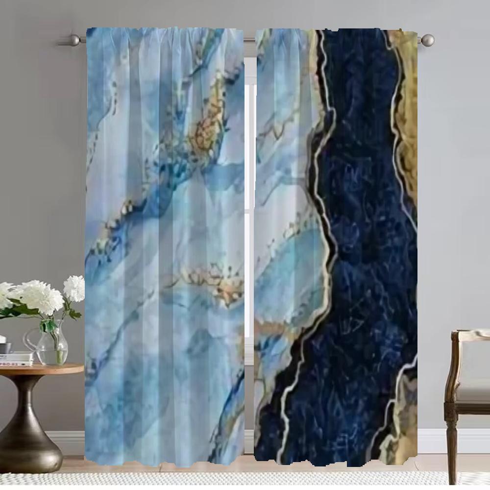 

Плотные шторы для комнаты, 2 панели, черный, золотой, мраморный, противомоскитные шторы, шторы для домашнего интерьера, тюль для перегородки в спальне W50xH70cmx2pcs-CL