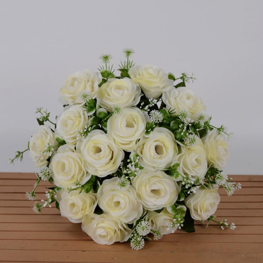 

18 Heads Real Happy Flower 6 Colors Mini Natural Simulated Rose Photography Photo Gift Rose Flowers Decorative Home Decorative бежевый